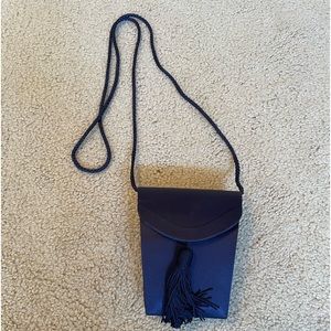 Navy Satin Tassel Evening Bag